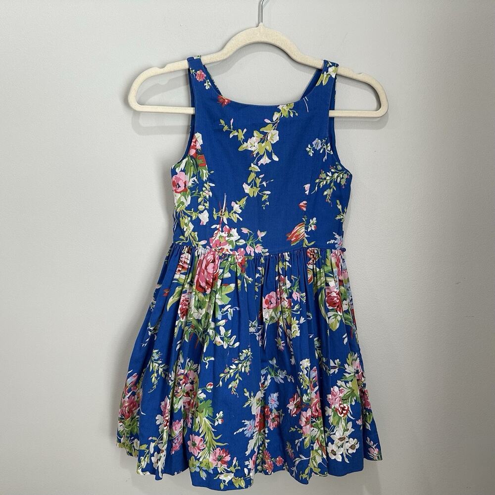 Polo Ralph Lauren Blue Floral Summer Cottagecore Prairie Dress‎ Girls Size 10